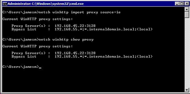 cmd show proxy settings