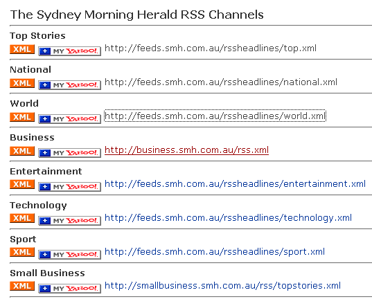 SMH RSS Links