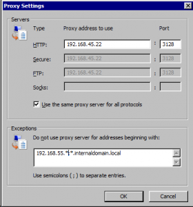 Image of Internet Explorer Proxy Dialog