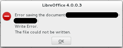 LibreOffice XLS save Failure
