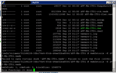 Shrinking a thin-provisioned VMDK on a datastore with vmkfstools