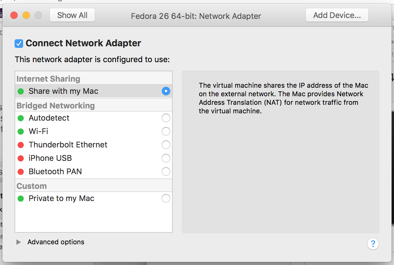 mac os vmware not connected internet