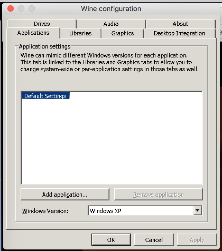 Libraries config. Wine config. Wine configuration Libraries.