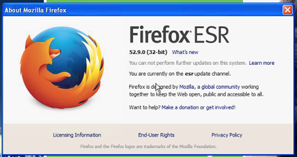 What is the last supported version of Firefox for Windows XP