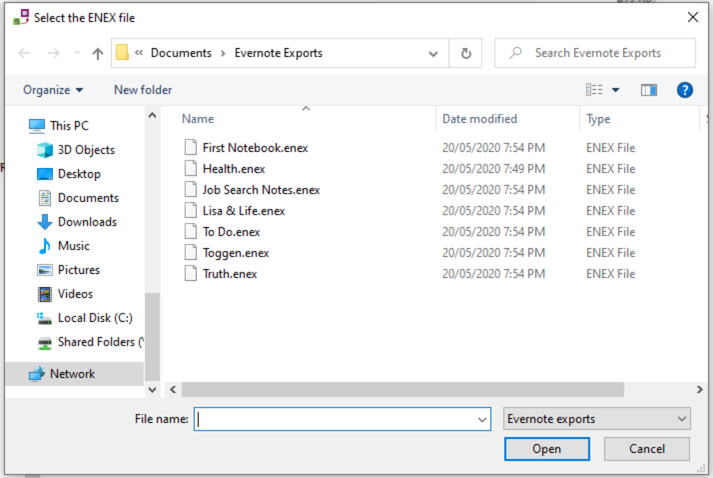 evernote export notebook