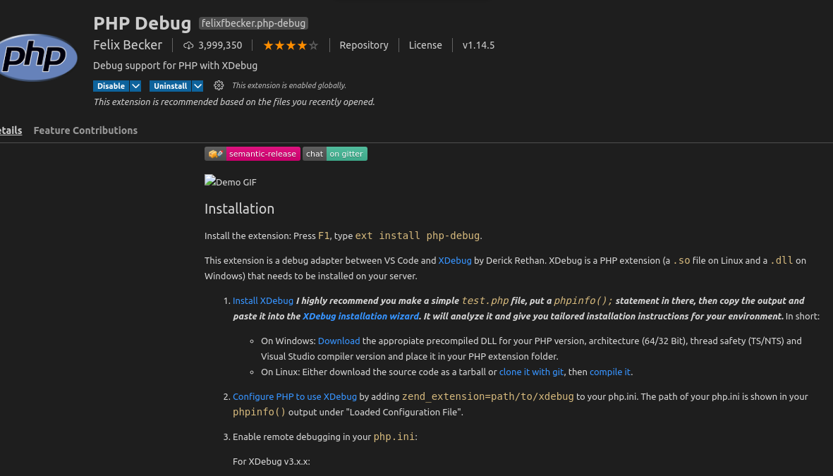 xdebug visual studio code linux